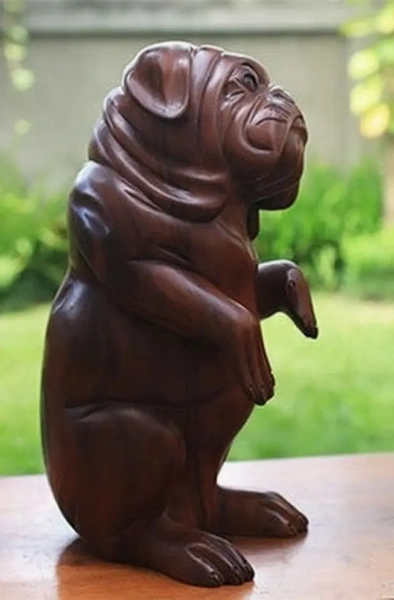 Деревянная фигурка ручной работы "Собака" с коричневой полировкой AM1267  купить в интернет магазине Мебель из массива. Звоните +7 495 961-63-63 Мебель Индонезии