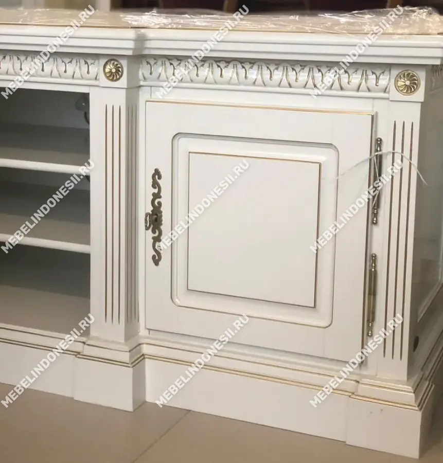 Тумба под ТВ "Венеция" Слоновая кость 726  купить в интернет магазине Мебель из массива. Звоните +7 495 961-63-63 Тумбы ТВ из массива дерева